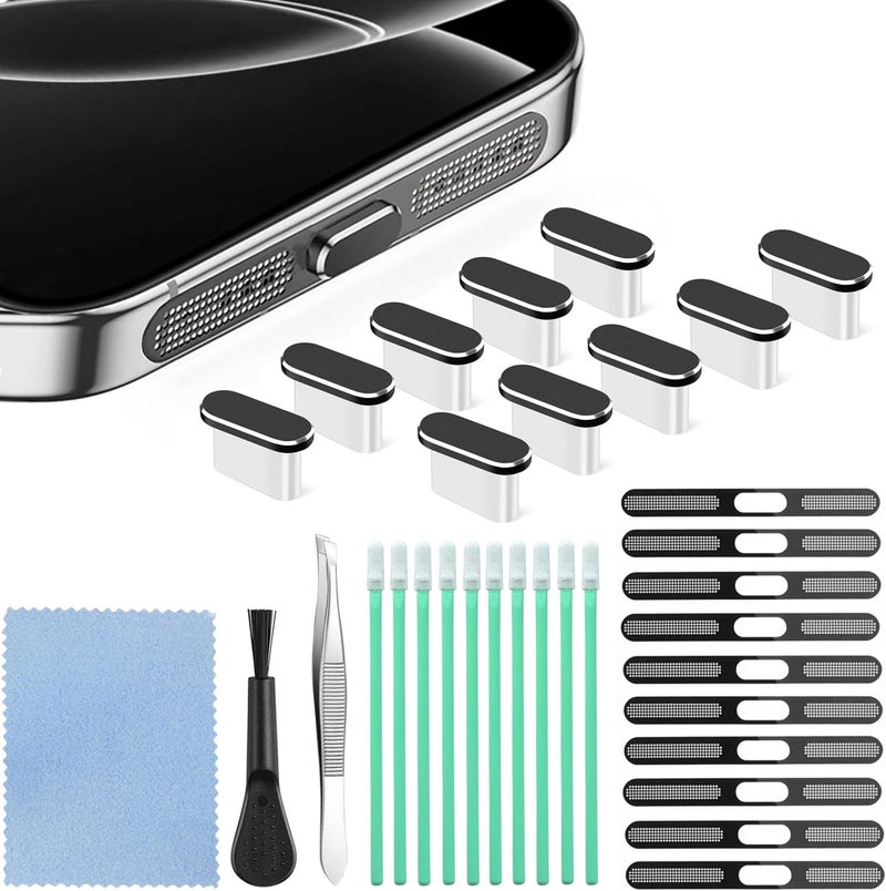 Goweewon USB C Dust Plug, 10 Pack USB C Port Cover, Phone Speaker Dust Cover and Type C Charging Port Plug Protector Cover for iPhone 15/ iPhone 16/16 Pro/16 Pro Max, iPhone 17 - Image 1